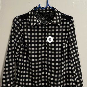 Contemporary Checkered pattern shirt with lace